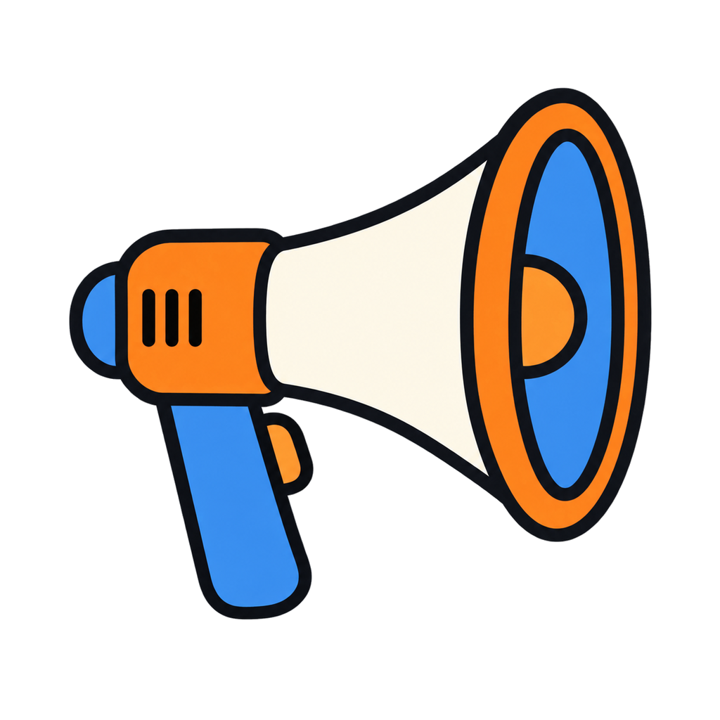 Illustration of a simple megaphone representing announcements and publicity
