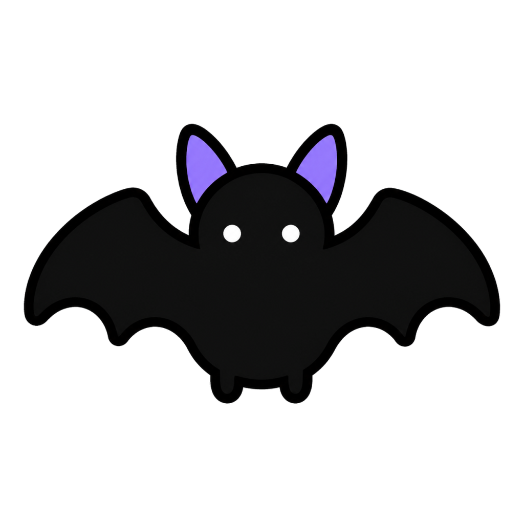 Simple Halloween icon of a black bat