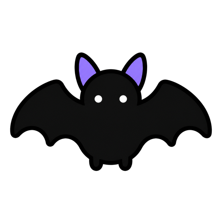 Simple Halloween icon of a black bat