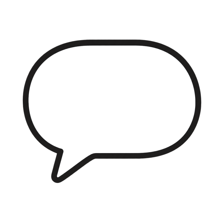 Illustration of one rounded blank conversation speech bubble