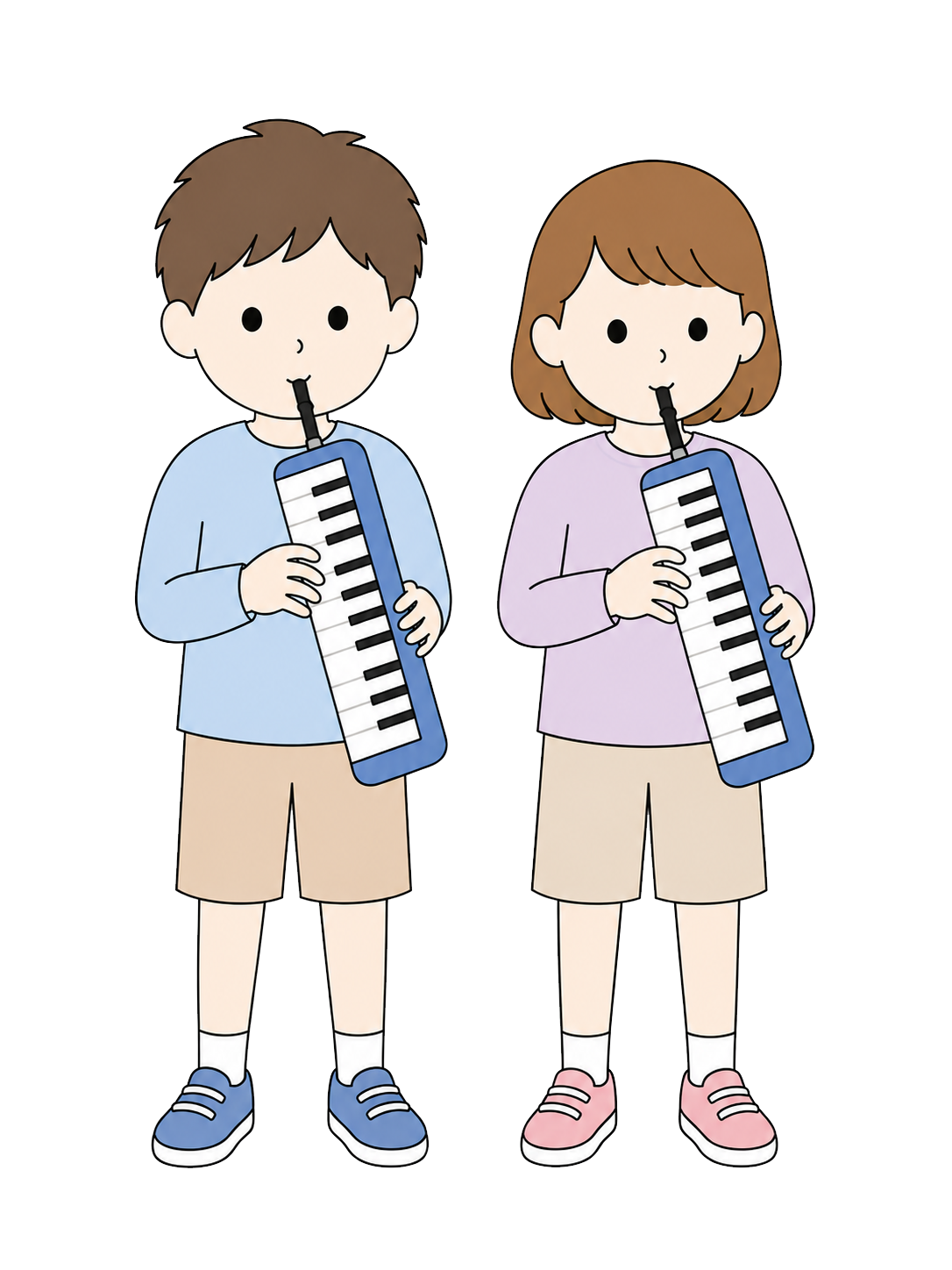 YURUNDO illustration: Boy and Girl Playing Melodicas