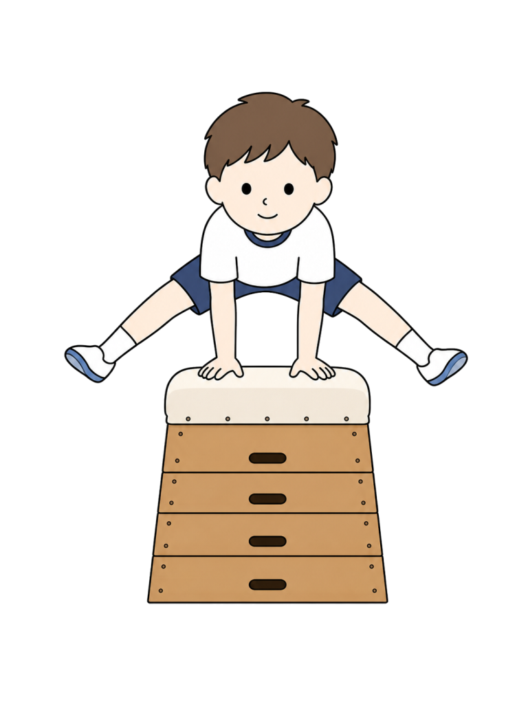 Boy jumping over a vaulting box
