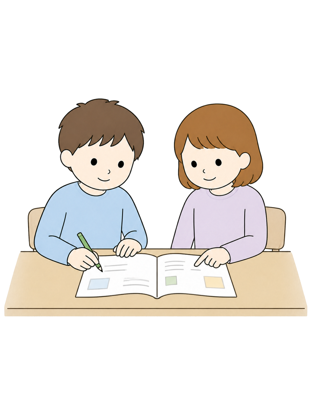 YURUNDO illustration: Children Studying Together
