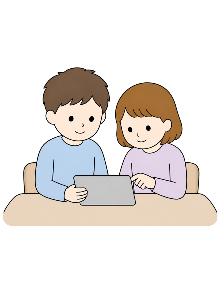 Children using a tablet together