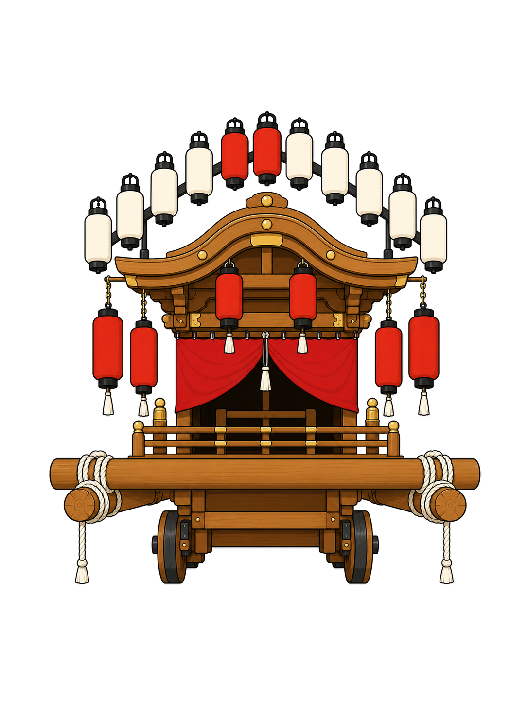 YURUNDO-style illustration of danjiri front view.
