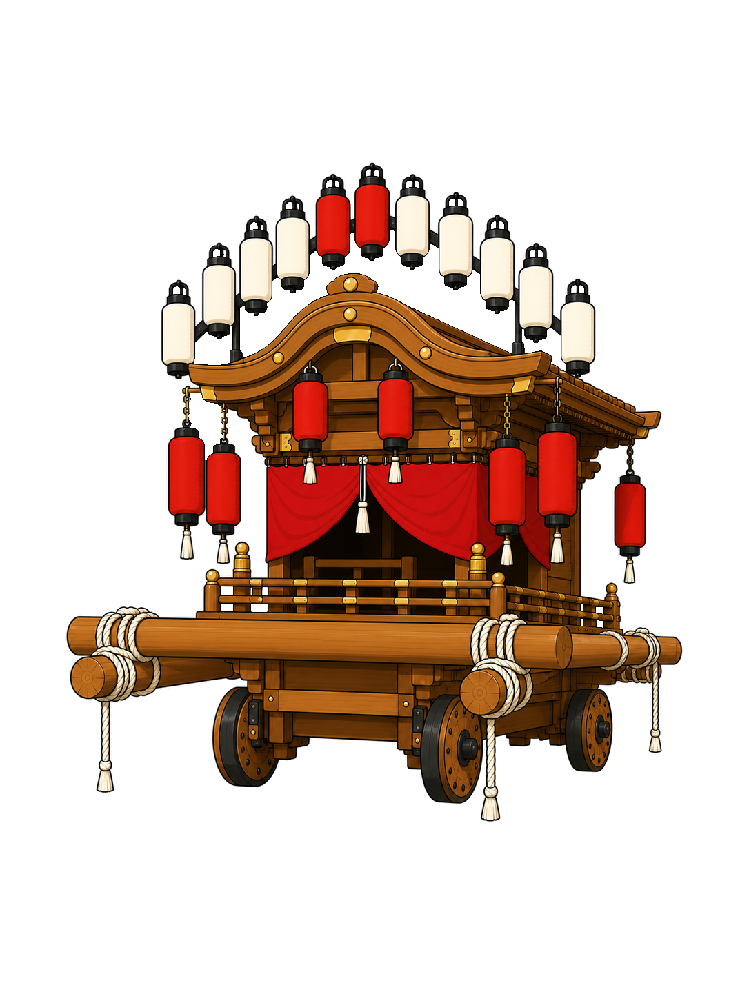 YURUNDO-style illustration of danjiri three-quarter view.