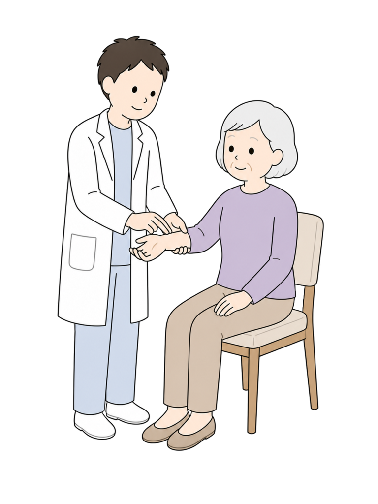 Doctor examining senior woman