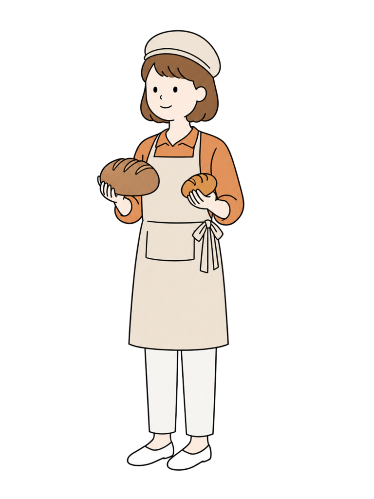 Female baker holding bread