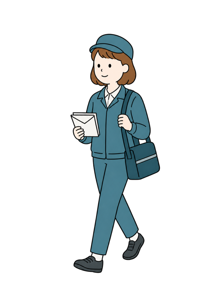 Female postal worker delivering mail