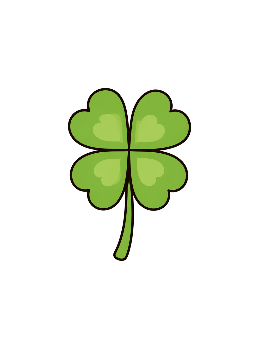 Illustration of a green four leaf clover with rounded leaves