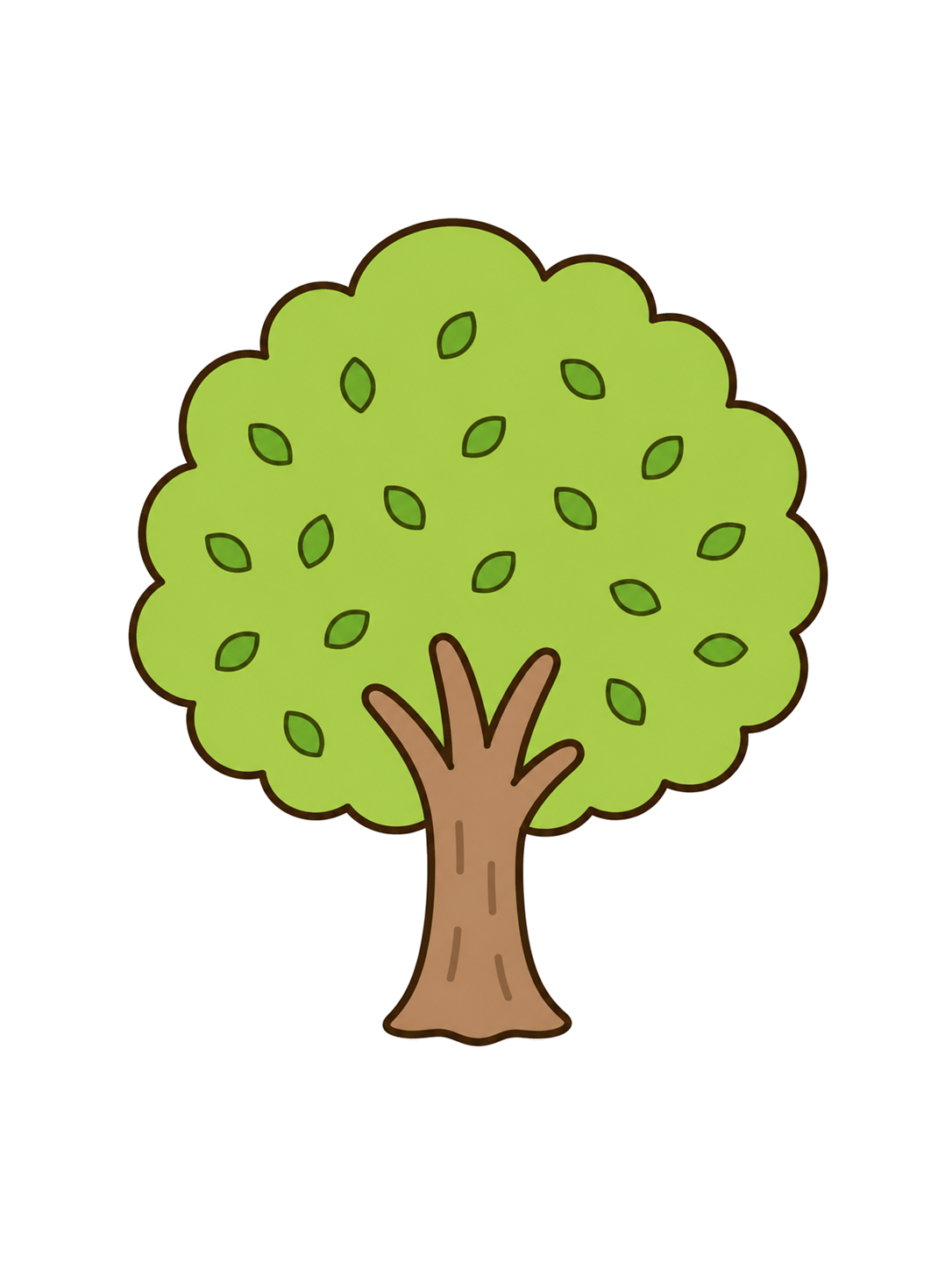 Illustration of a rounded tree with fresh bright green leaves