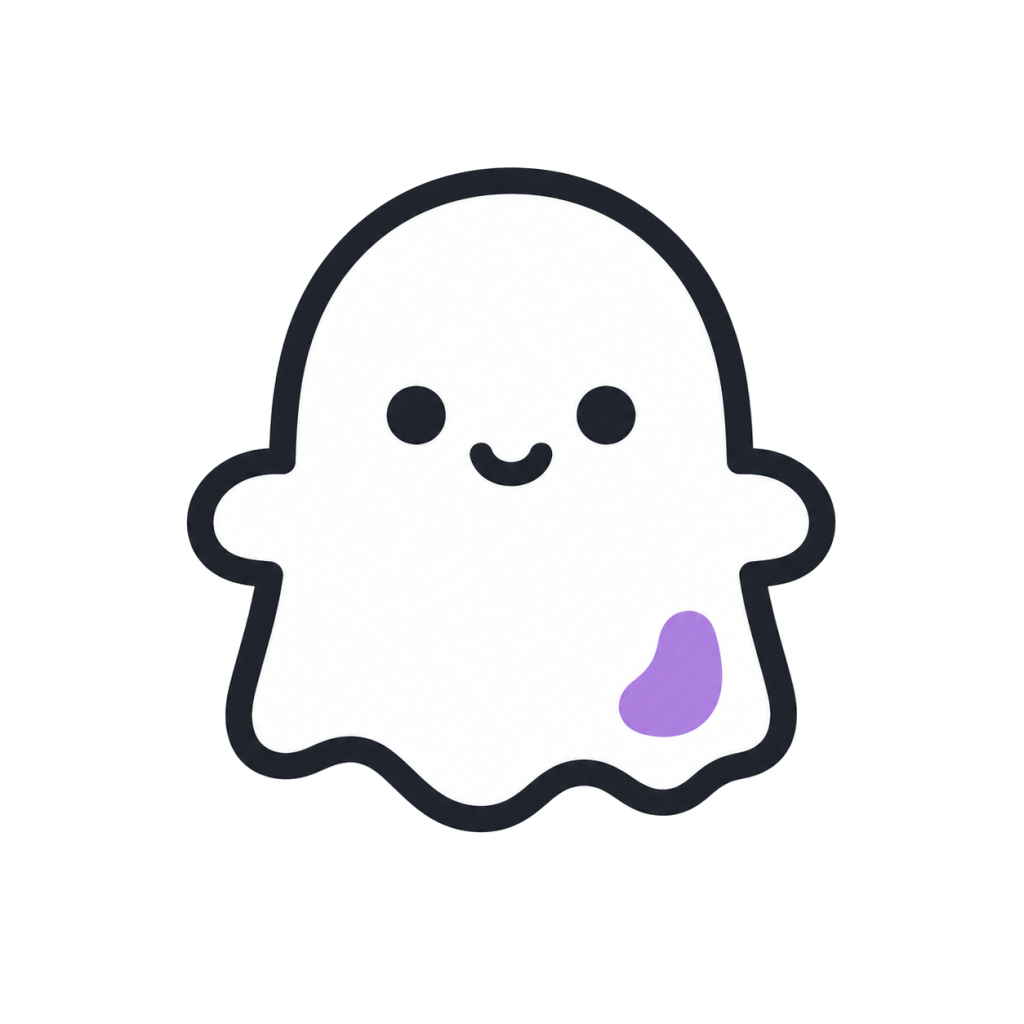 Simple Halloween icon of a friendly white ghost