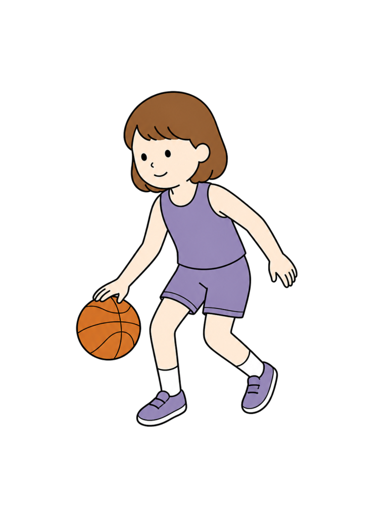 バスケットボールをドリブルする少女