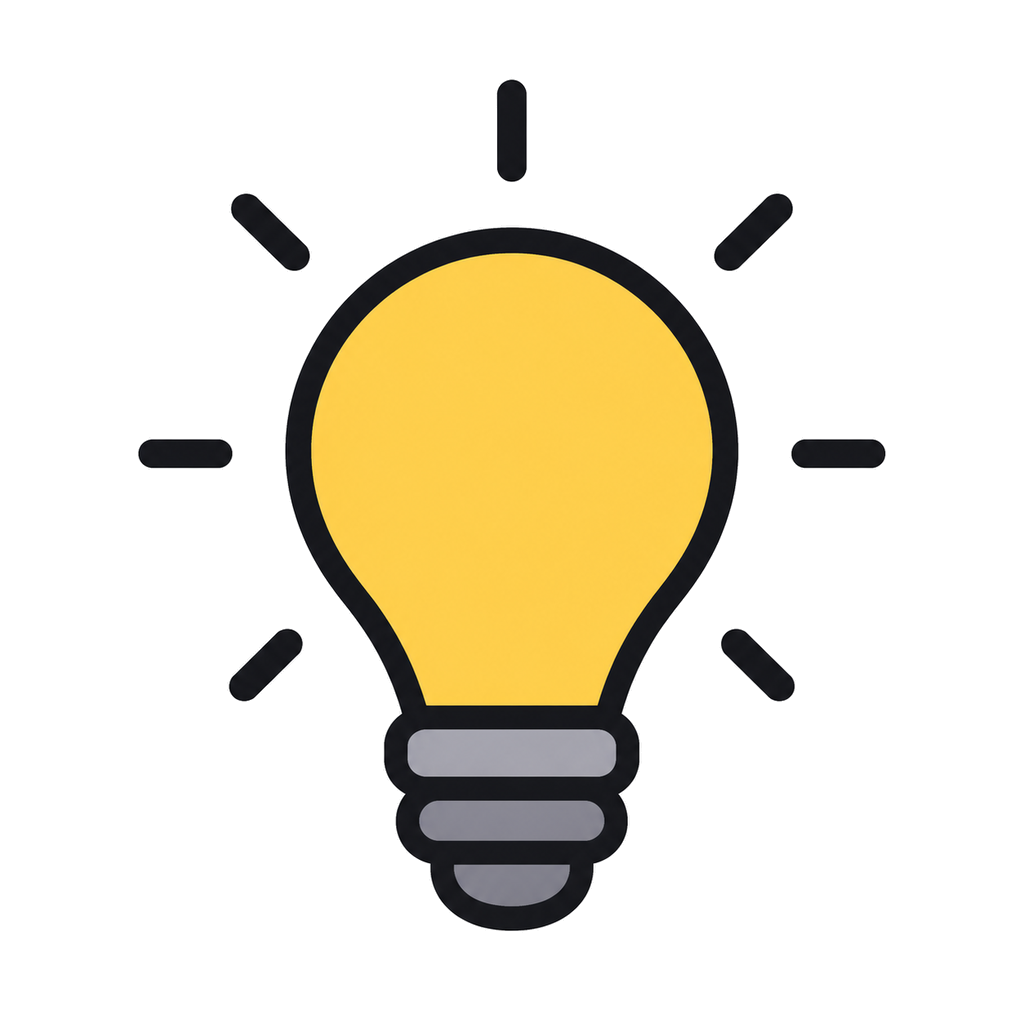 Illustration of a simple light bulb icon representing an idea or inspiration