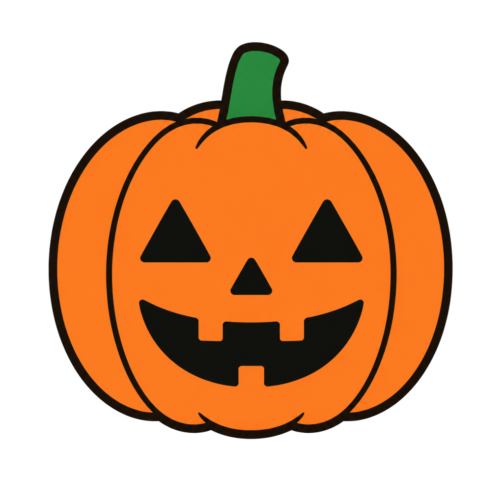 Illustration of an orange carved jack-o'-lantern