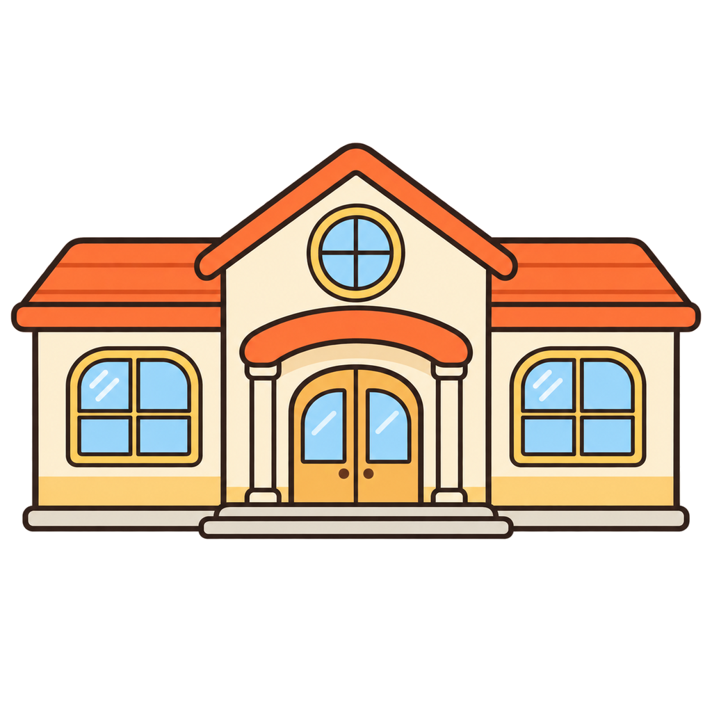 Illustration of a friendly kindergarten or daycare building viewed from the front