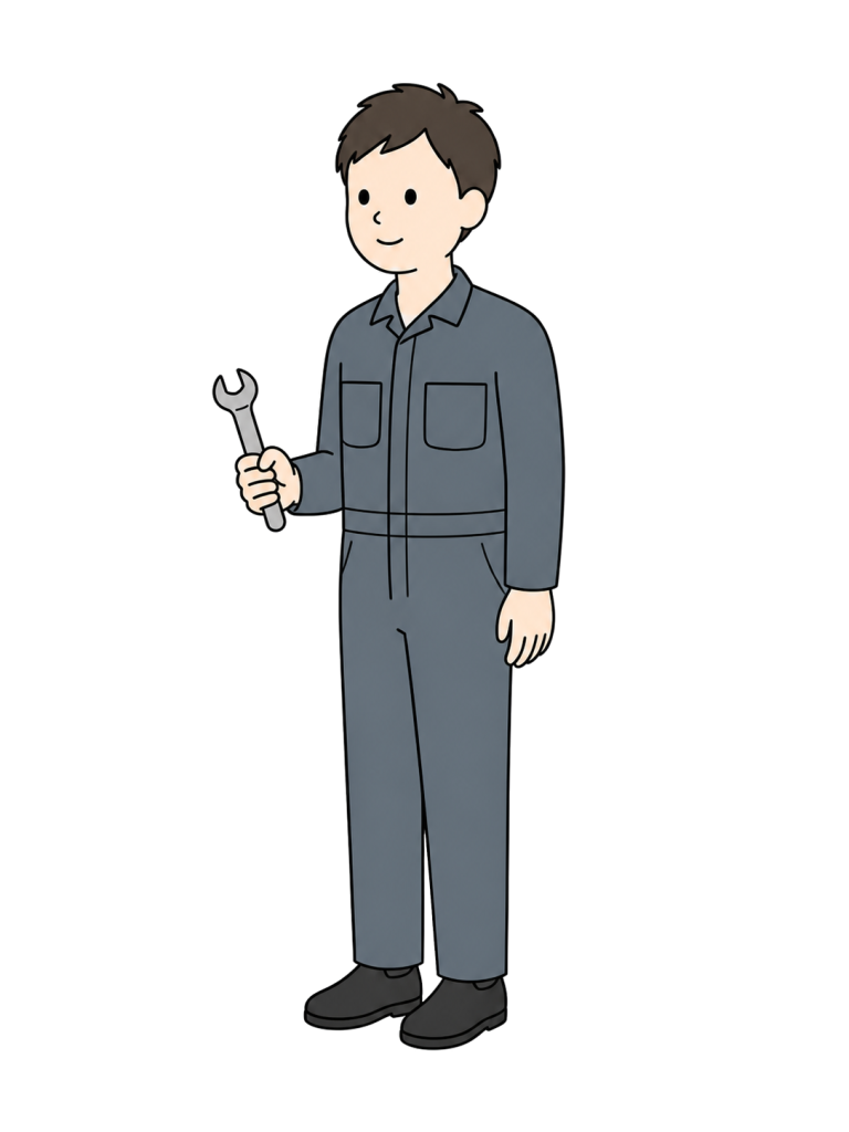 Male auto mechanic holding wrench