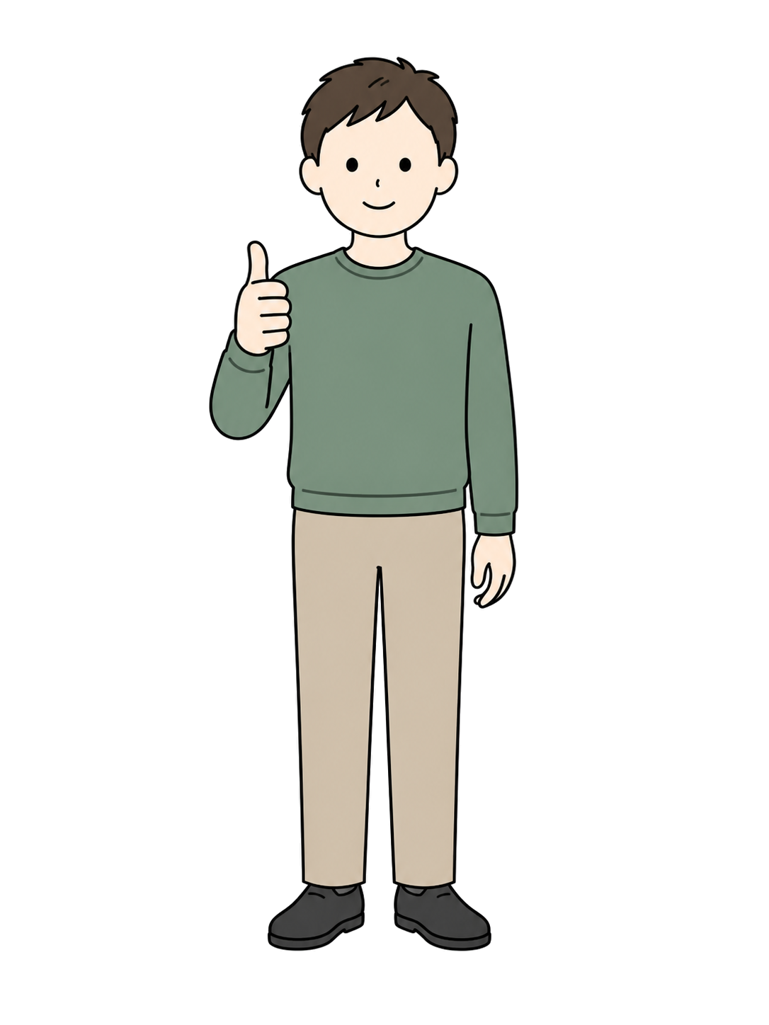 Full-body illustration of an adult man smiling and giving a thumbs-up.