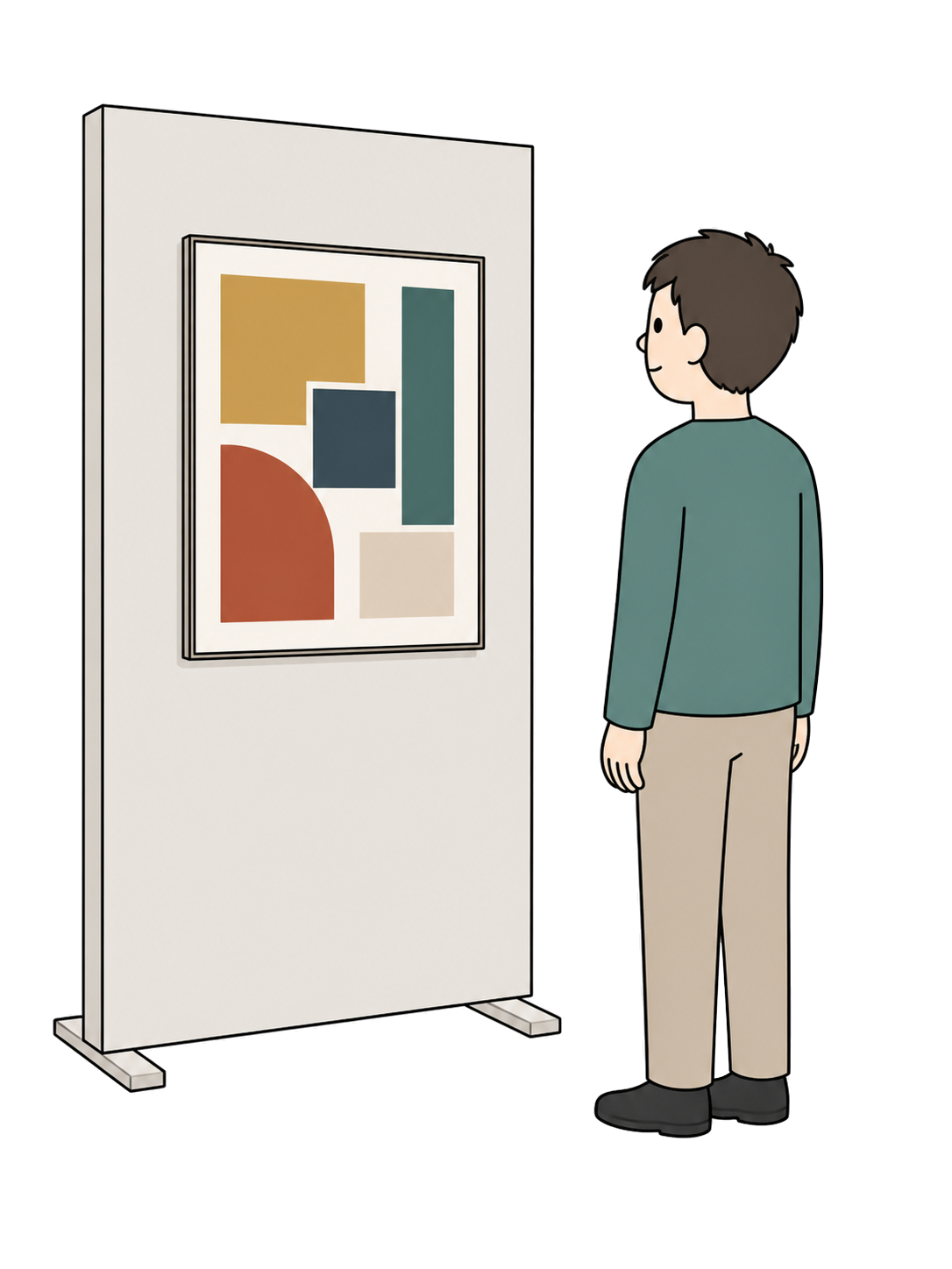 YURUNDO illustration: Man Looking at Artwork