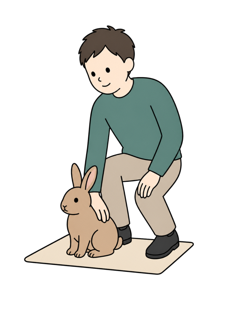 Man petting a rabbit