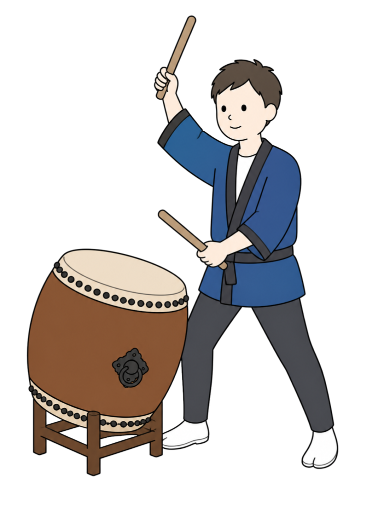 Man playing a taiko drum