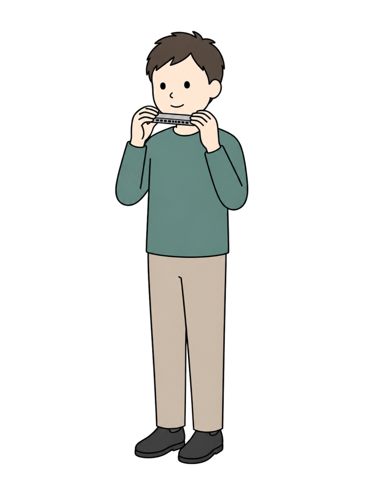 YURUNDO illustration: Man Playing the Harmonica
