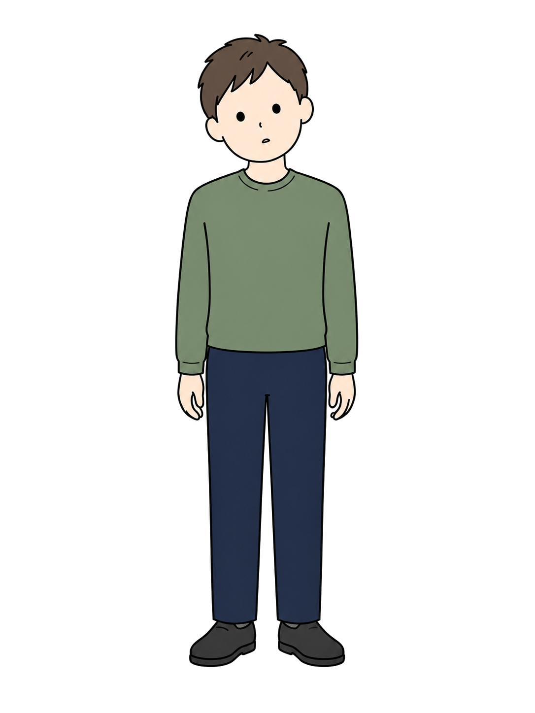 Full-body illustration of an adult man tilting his head with a puzzled expression.