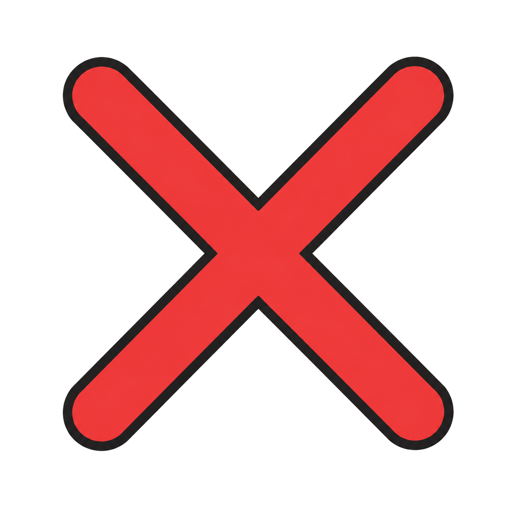 Illustration of a red cross icon representing incorrect or NG