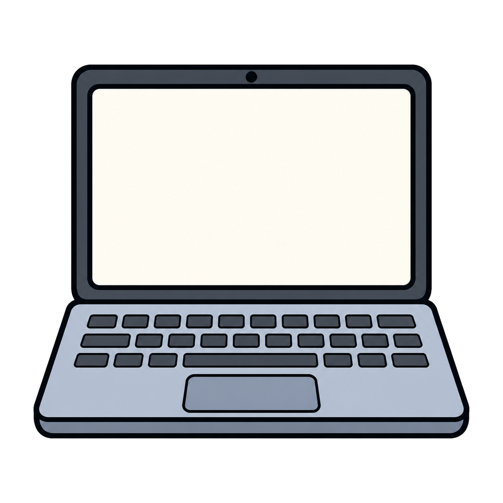 Illustration of an open laptop computer viewed from the front
