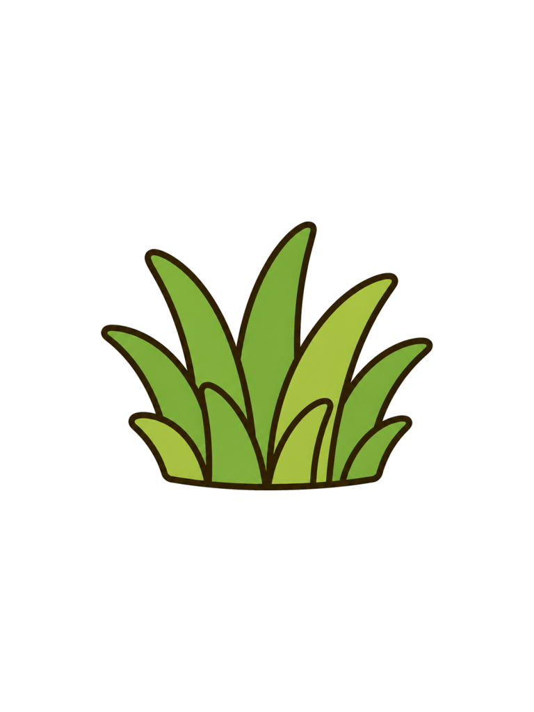 長さの異なる緑の草がまとまった草むらのイラスト