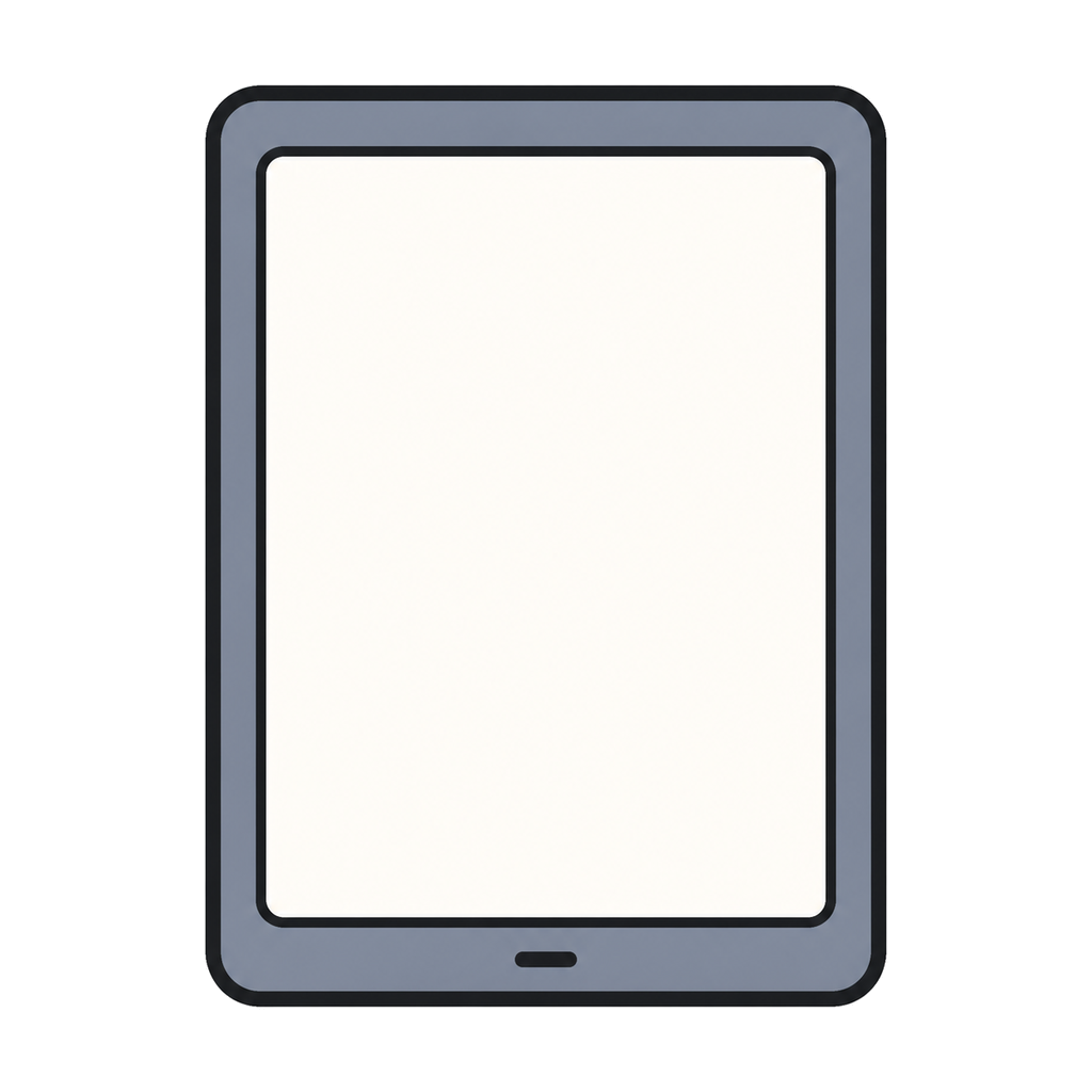 Illustration of a portrait-orientation tablet viewed from the front