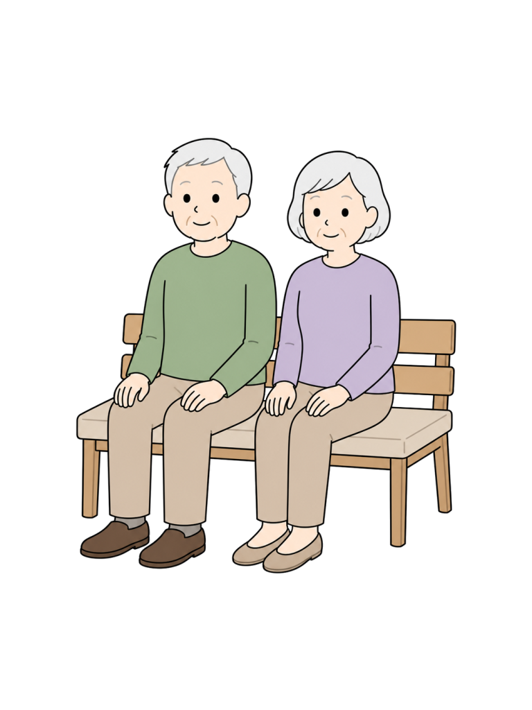 Senior couple resting on bench
