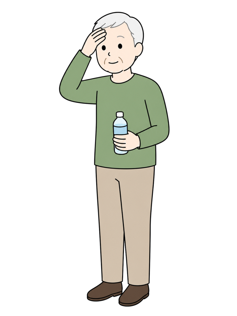 Senior man unwell in heat