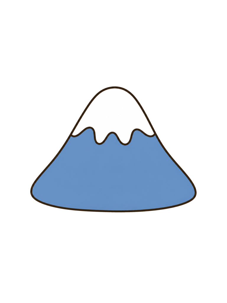 頂上に白い雪をかぶった青い山のイラスト