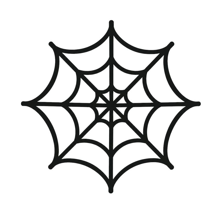 Simple Halloween icon of a spider and spider web