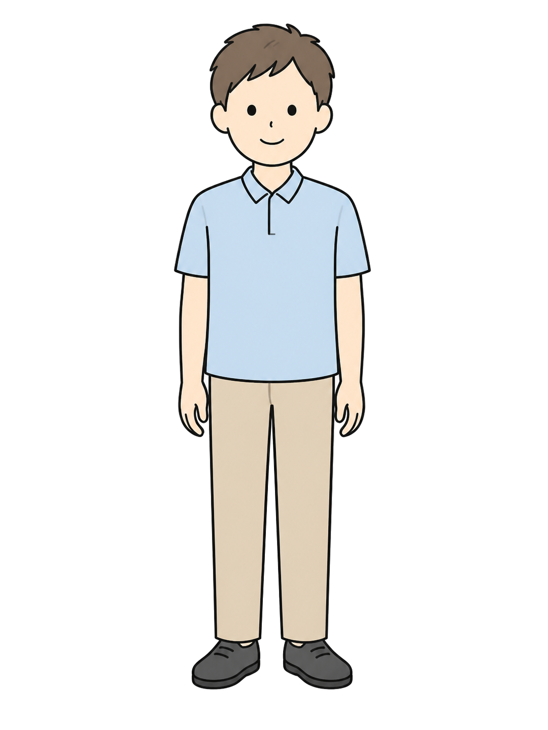 Illustration of a male event guide in summer clothing standing front-facing