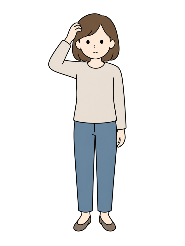 Troubled woman scratching her head