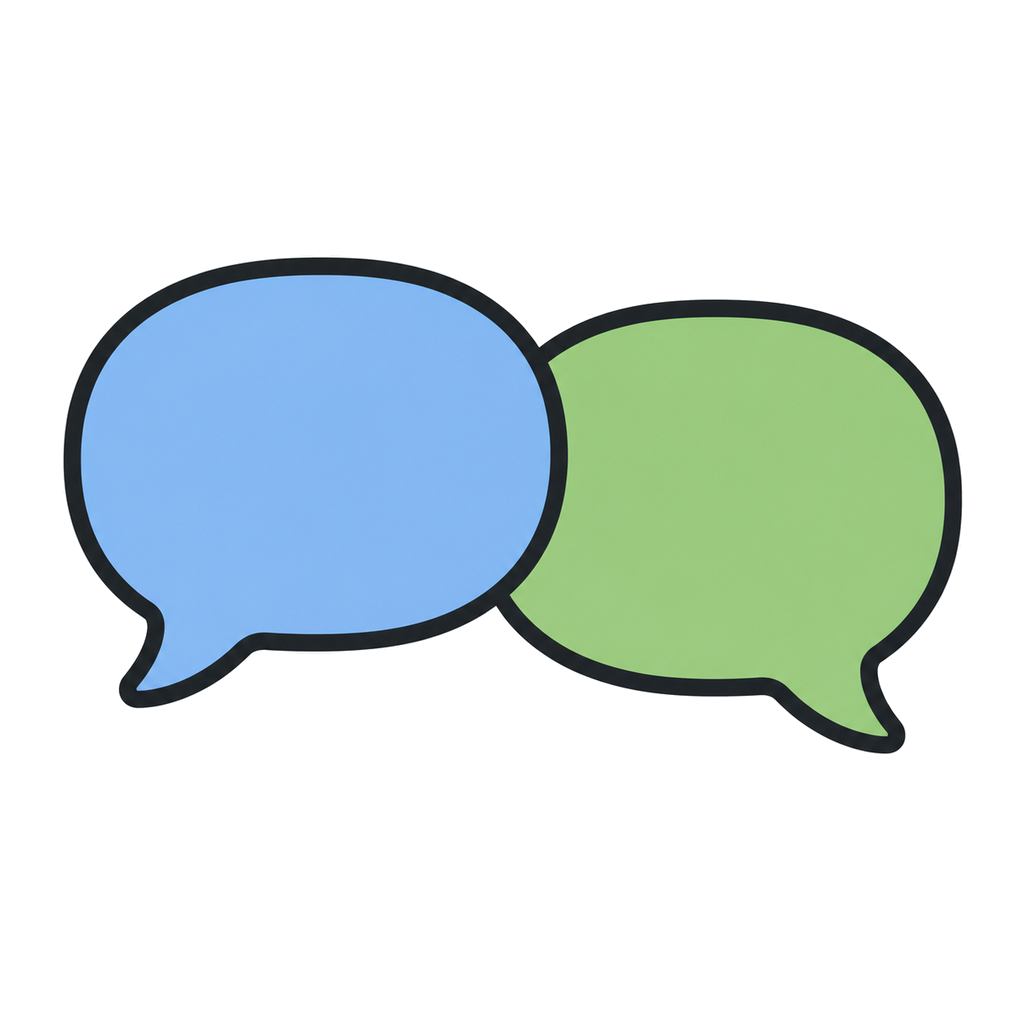 Illustration of two blank speech bubbles facing each other for conversation