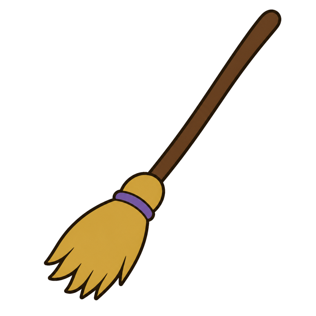 Illustration of a simple witch broom with a brown handle