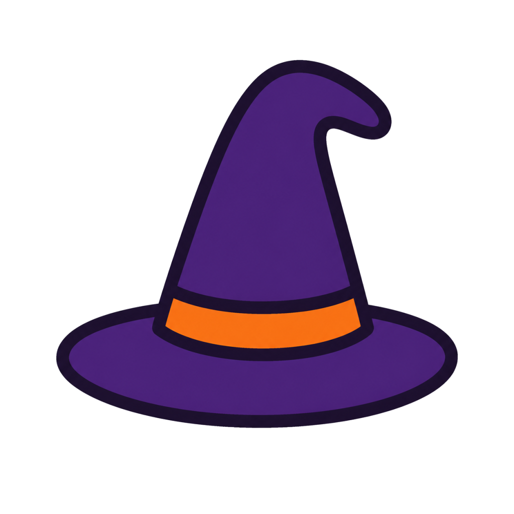 Simple Halloween icon of a purple witch hat