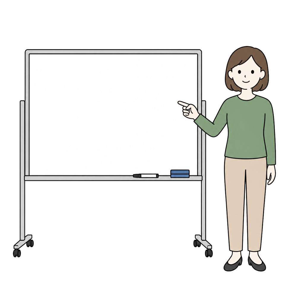 Woman explaining at whiteboard