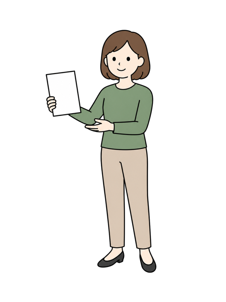 Woman explaining with document