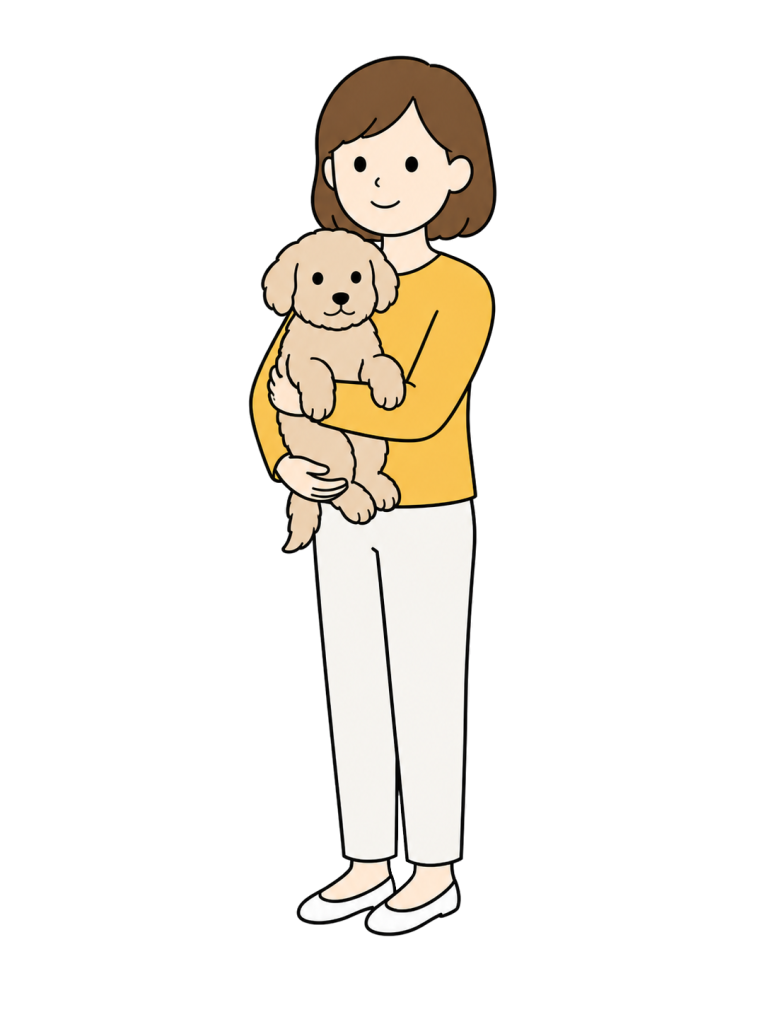 YURUNDO illustration: Woman Holding a Dog