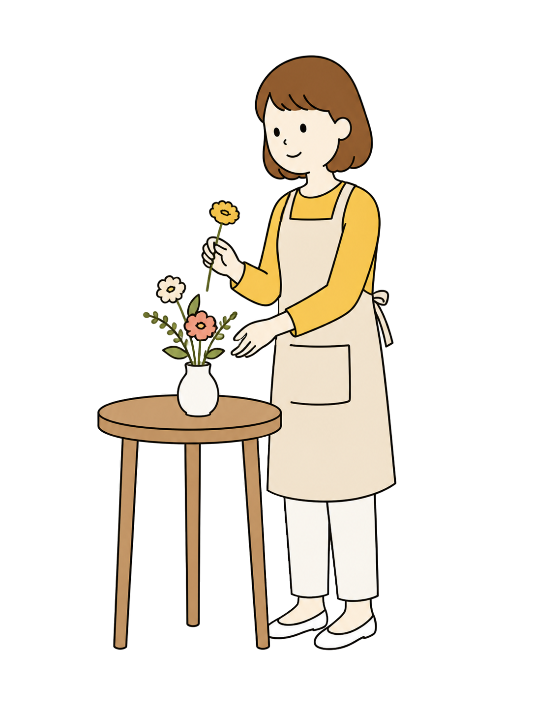 YURUNDO illustration: Woman Making a Flower Arrangement
