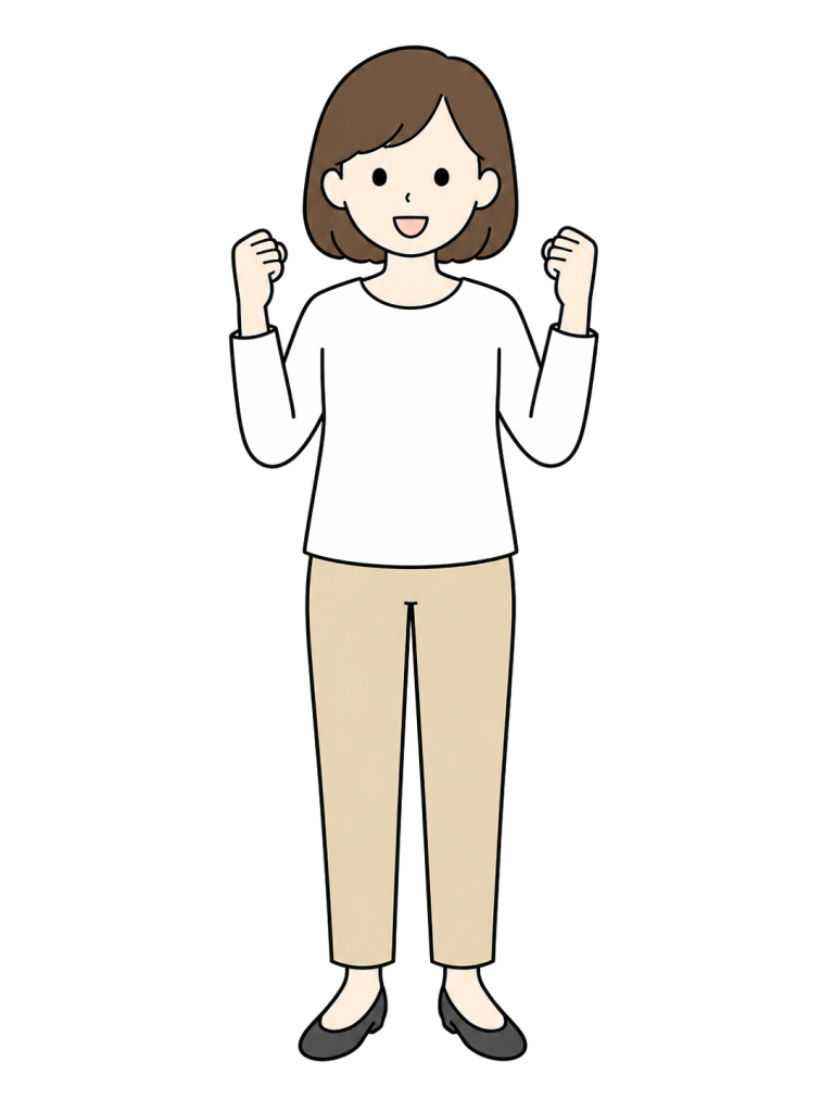 Woman making victory pose