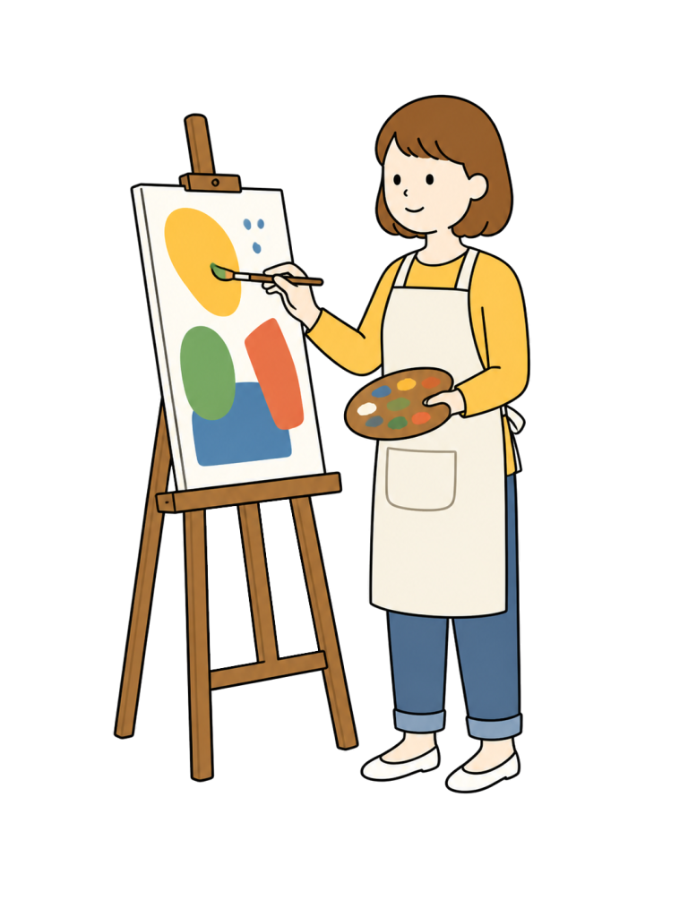 Woman painting at an easel