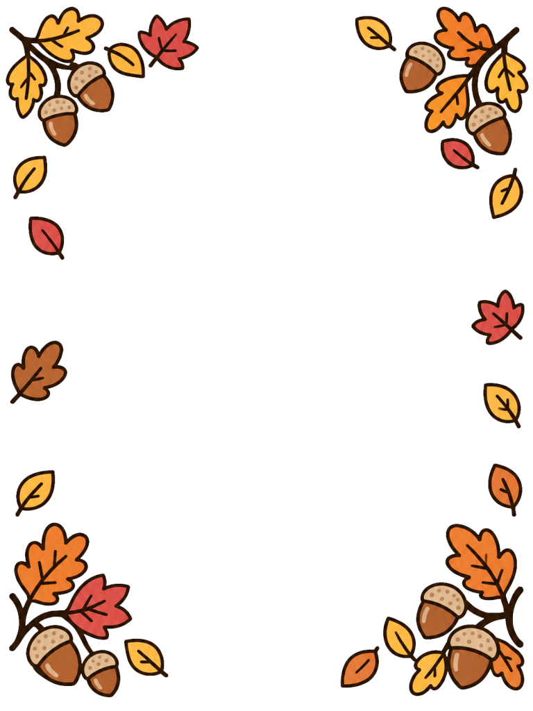 Acorns and autumn leaves decorative frame