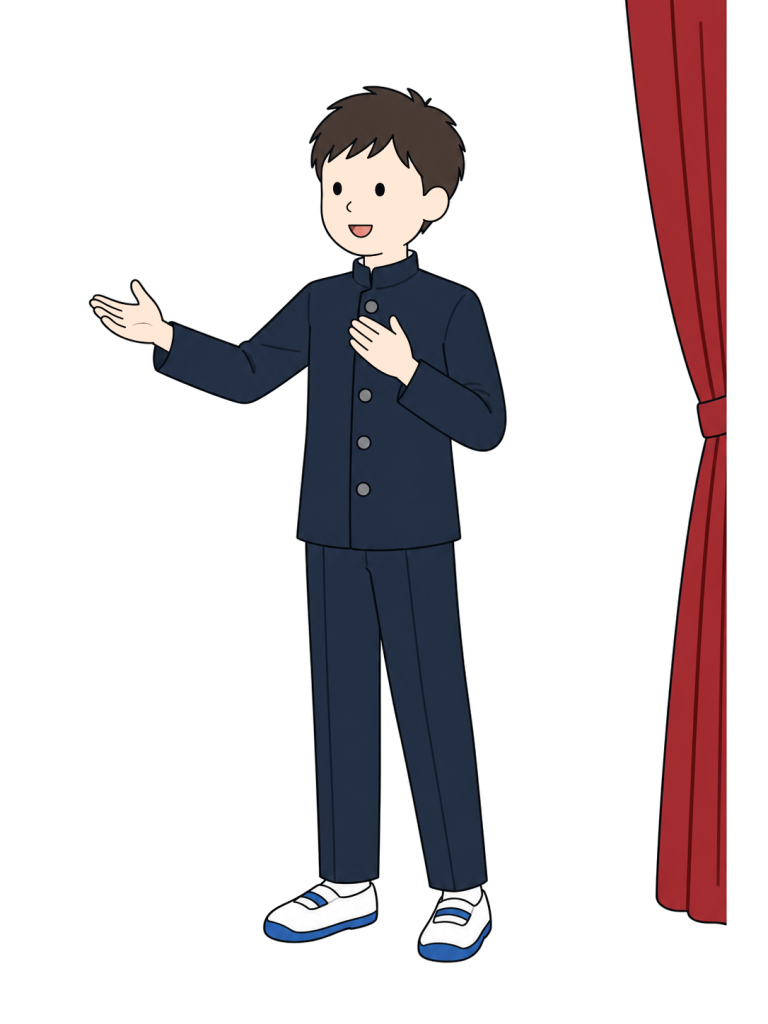演劇部で演技をする中学生YURUNDOイラスト