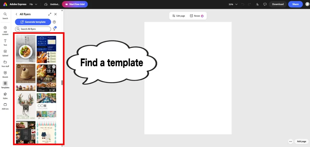Flyer templates available in Adobe Express