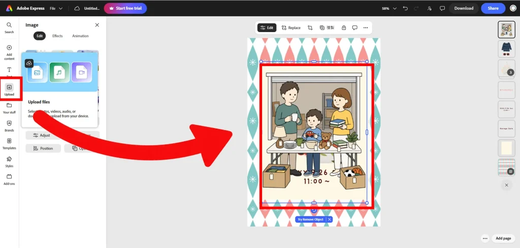 Uploaded YURUNDO illustrations in Adobe Express